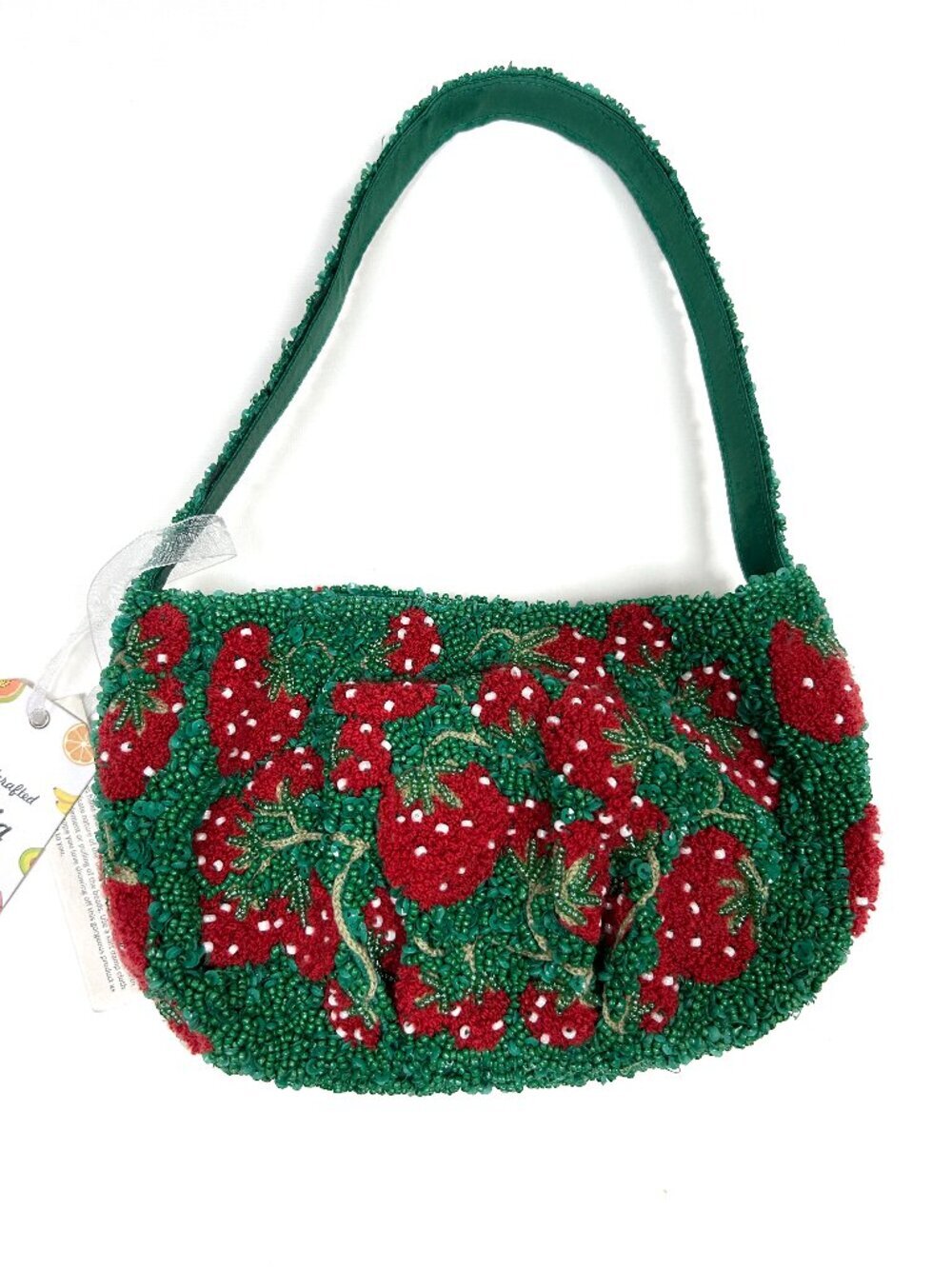 Viral TikTok Strawberry Beaded Mini Handbag Fruit Purse Handmade in India NWT